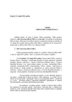 Zagreb, 21. ožujak 2014. godine ZBORU UDRUGE HRVATSKIH