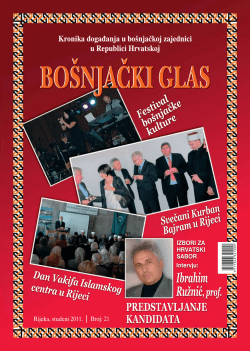 BO&Scaron;NJAČKI GLAS - Vijeće bo&scaron;njačke nacionalne manjine Grada
