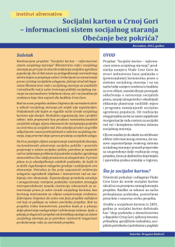 Socijalni karton u Crnoj Gori – informacioni