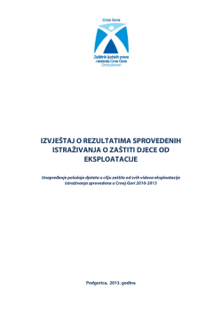 izvje&scaron;taj o rezultatima sprovedenih istraživanja o za&scaron;titi djece od