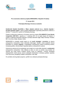 Prva nacionalna radionica projekta DRINKADRIA u Republici