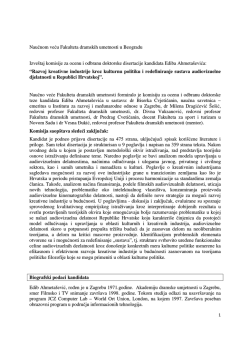 Izve&scaron;taj komisije - Fakultet dramskih umetnosti