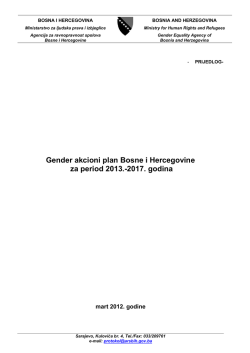 Gender akcioni plan Bosne i Hercegovine za period 2013.