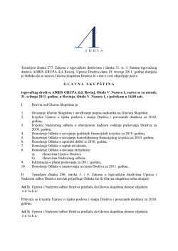 Adris grupa - poziv na Glavnu skup&scaron;tinu