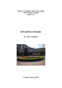 Izvije&scaron;će o radu za 2013. godinu - Dom za starije osobe Sveti Josip