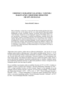 ANDRIJA &Scaron;ULJAK, Glasnik/Vjesnik Đakovačke i srijemske biskupije