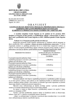 Obavijest o sudjelovanju roditelja u cijeni vrtića