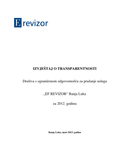 Izvje&scaron;taj o transparentnosti za 2012. godinu