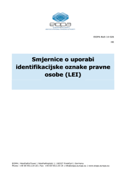 Smjernice o uporabi identifikacijske oznake pravne - eiopa