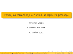 Poticaj na razmi&scaron;ljanje o Kurikulu iz logike za gimnazije