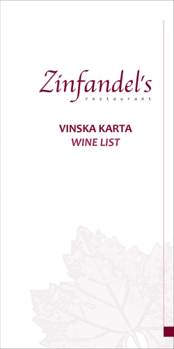 VINSKA KARTA WINE LIST - Esplanade Zagreb Hotel