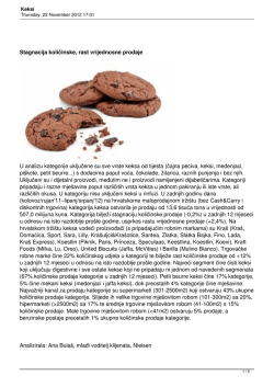 Stagnacija količinske, rast vrijednosne prodaje U