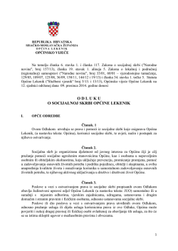 O D L U K U O SOCIJALNOJ SKRBI OPĆINE