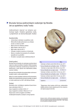 Brunata Sensus jednomlazni vodomjer tip Residia Jet za opskrbnu