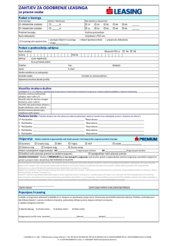 zahtjev za leasing SLBIH - S