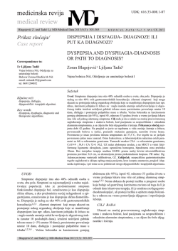 dyspepsia and dysphagia-diagnosis or path to