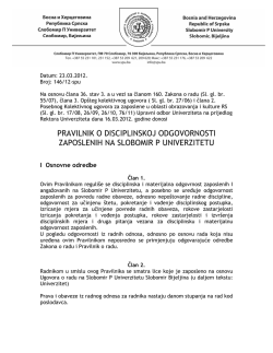 Pravilnik o disciplinskoj odgovornosti zaposlenih na SPU
