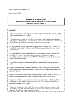 ANALIZA OZLJEDA NA RADU -Privremeno izvje&scaron;će