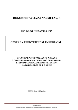 DOKUMENTACIJA ZA NADMETANJE EV. BROJ