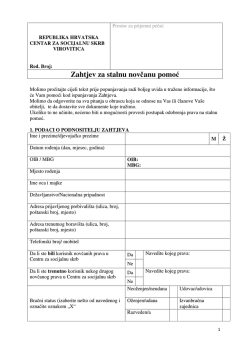Zahtjev za stalnu novčanu pomoć - Centar za socijalnu skrb Virovitica
