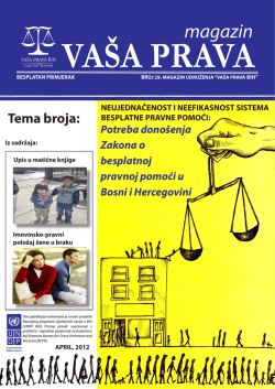 Tema broja: - Va&scaron;a Prava BiH