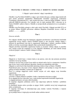 PRAVILNIK O ODGOJU I UPISU PASA U RODOVNU KNJIGU