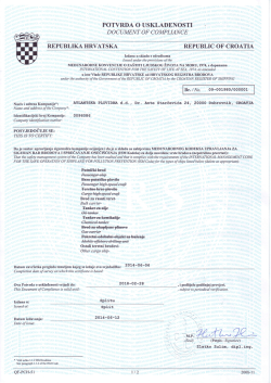 potvrda o uskladenosti document of compliance