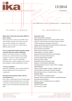 2. travnja 2014. Biskup Mate Uzinić predao Papi majicu SHKM