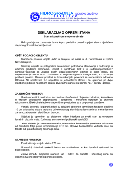 DEKLARACIJA O OPREMI STANA
