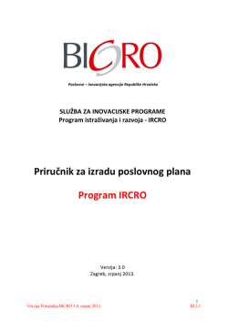 Priručnik za izradu poslovnog plana Program IRCRO