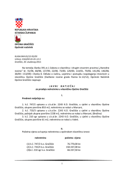 JAVNI NATJEČAJ za prodaju nekretnina u vlasni&scaron;tvu