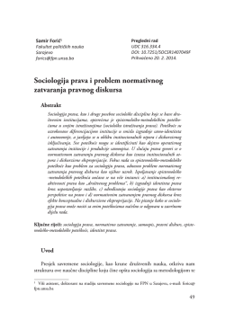 Sociologija prava i problem normativnog zatvaranja pravnog diskursa