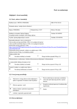 Poziv na nadmetanje Odjeljak I: Javni naručitelj