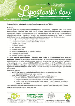 Predmet: Poziv za sudjelovanje na manifestaciji &bdquo;Lepoglavski dani