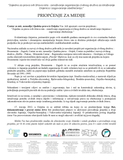 Priopcenje za medije 30.3.2012.