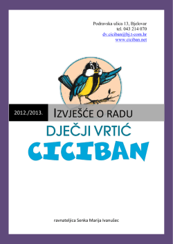 Izvje&scaron;će o radu Dječjeg vrtića Ciciban