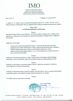 Odluka o određivanju službenika za informiranje.