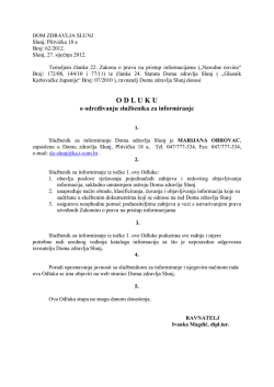 Odluka ravnatelja o određivanju službenika za informiranje