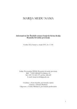 MARIJA MEĐU NAMA - &Scaron;kolske sestre franjevke