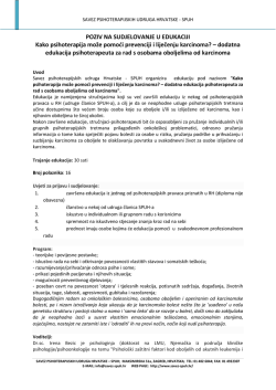 Poziv na psihoonkolo&scaron;ku edukaciju