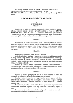 PRAVILNIK O ZA&Scaron;TITI NA RADU