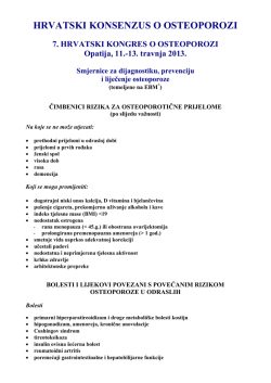 Smjernice za dijagnostiku, prevenciju i liječenje osteoporoze