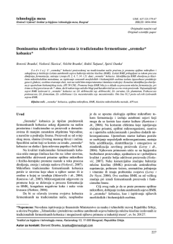 Dominantna mikroflora izolovana iz tradicionalno fermentisane