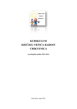 KURIKULUM DJEČJEG VRTIĆA RADOST CRIKVENICA