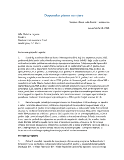 Dopunsko pismo namjere; BiH Draft LOI Fifth SBA Review