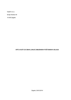 CityEX d.o.o. Donje Svetice 40 10 000 Zagreb OPĆI UVJETI ZA