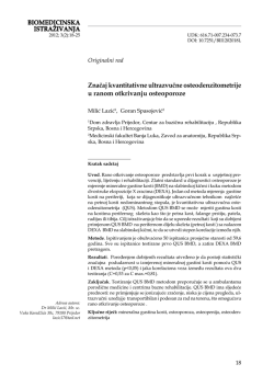 BIOMEDICINSKA ISTRAŽIVANJA Značaj kvantitativne ultrazvučne