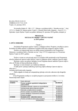 Program socijalne skrbi u općini Vojnić za 2015