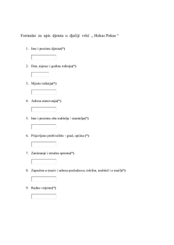 Formular za upis djeteta u dječiji vrtić &bdquo; Hokus Pokus &ldquo;