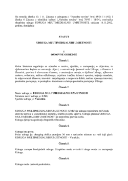 Statut Udruge Multimedijalnih Umjetnosti